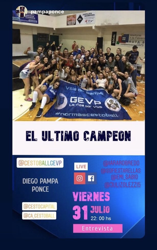 Entrevista.
Este VIERNES 31/07 a las 22 hs por Instagram y Facebook
Las entrevistadas? nuestras chicas de Primera A, las Últimas Campeonas de la FCCF.
🎤🏐🏆🥇
#QuedateEnCasa 🏠
#Pormascestoball
#jugaundeportenacional
#cestoballgevp 
#cestoballdeporteargentino 
@club_gevp