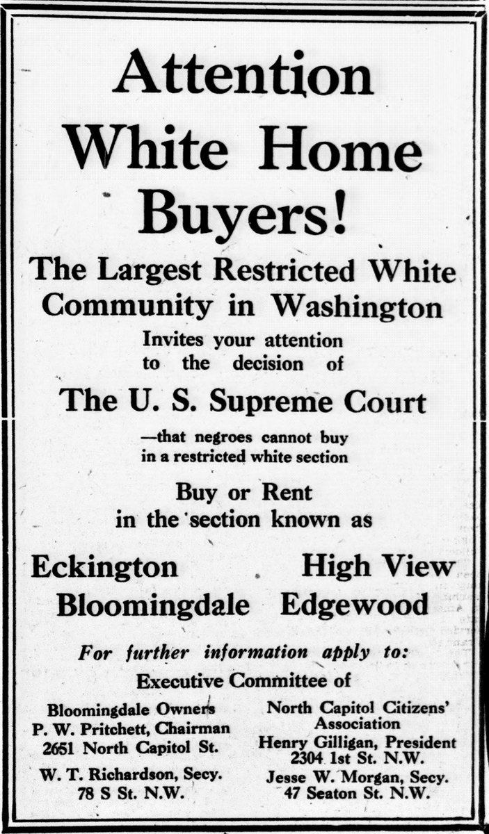 BeschlossDC's tweet photo. Racist 1926 ad touting “Largest Restricted White Community” in Washington DC: https://t.co/VDNfaT8ioR