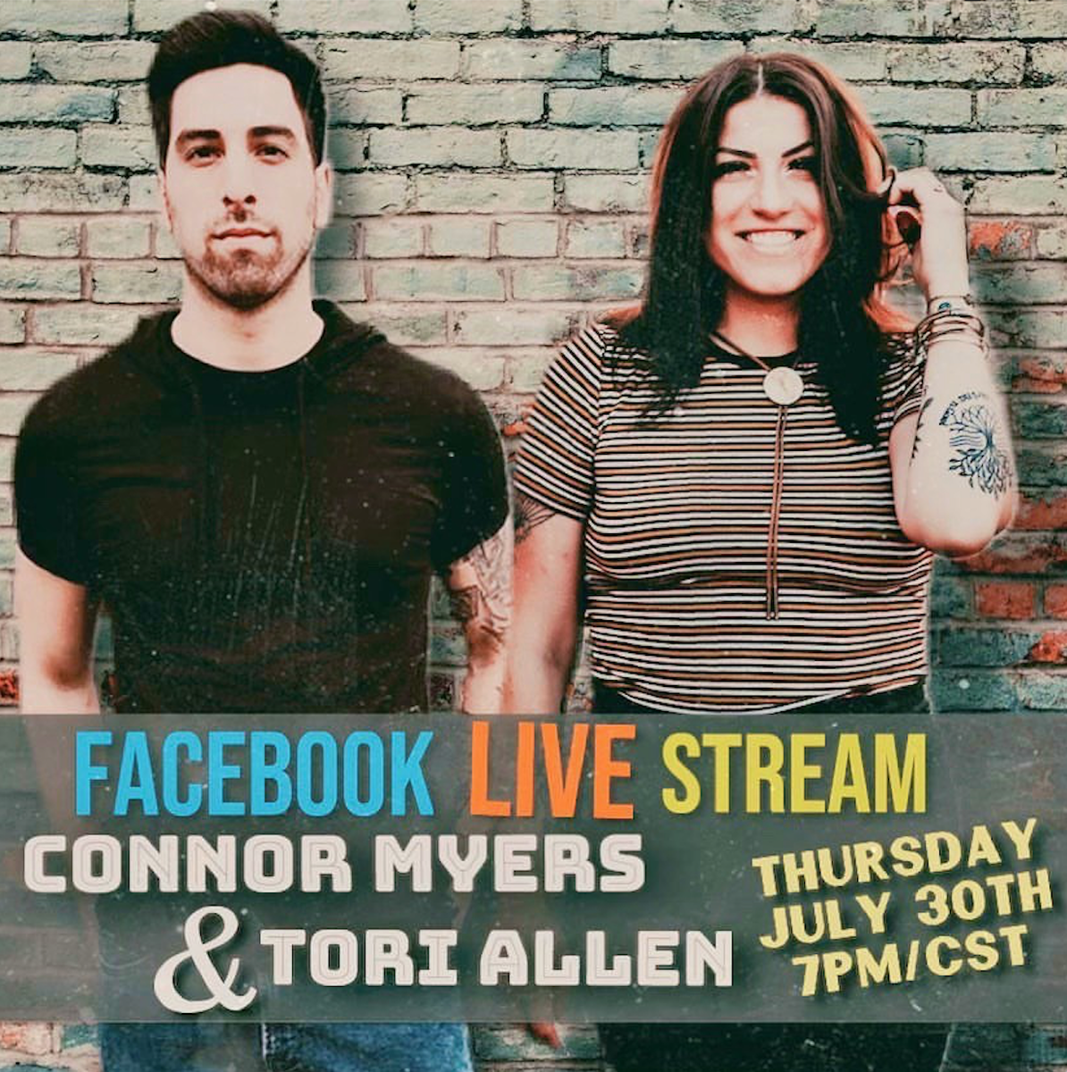 connormyers's tweet photo. JOIN US TOMORROW 7/30 on Tori Allen's Facebook Page @ 7PM/CST! https://t.co/X5dQ3GhG84