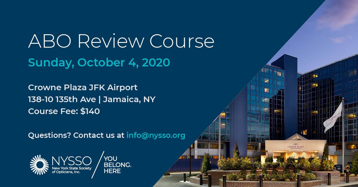 OpticiansNY's tweet photo. Join NYSSO for our ABO Basic Exam Review on October 4th in Jamaica, NY. Register Now: https://t.co/HkcinlcJDQ https://t.co/69a14YsBn1
