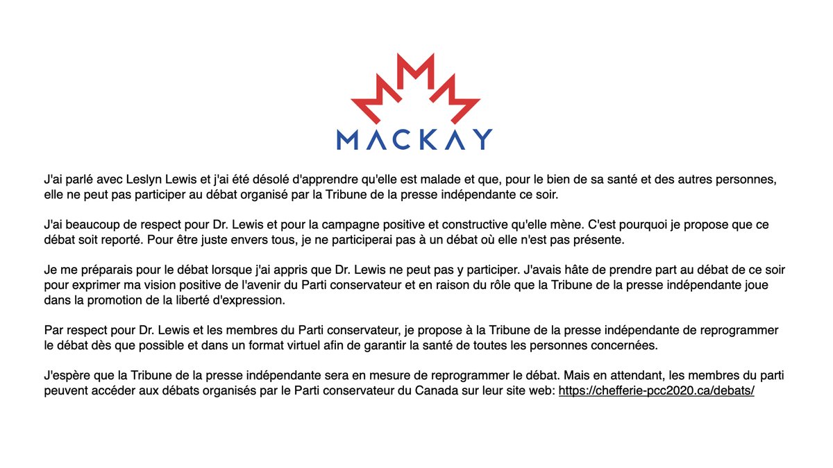 Voici ma déclaration concernant le débat de La Tribune de la presse indépendante