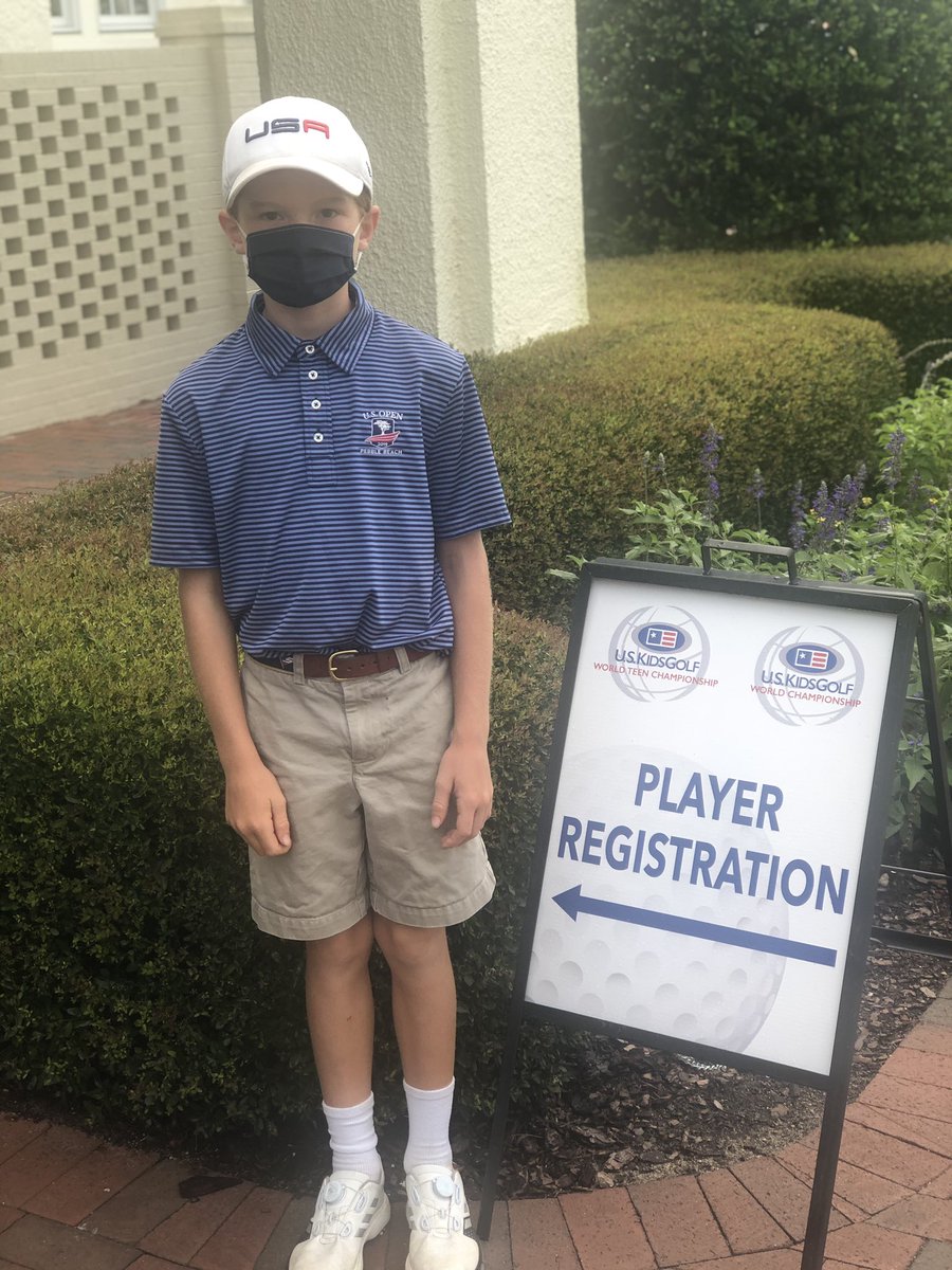 TheConnorWolfe's tweet photo. @uskidsgolf player registration fully masked and ready for a fun practice round!  #uskidsgolf #pinehurst https://t.co/geX0IZVLki