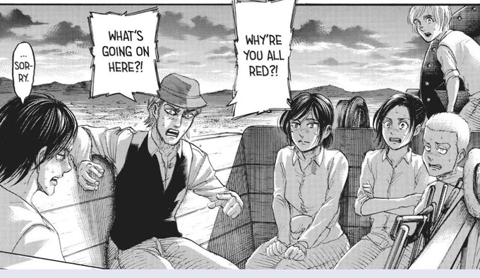 No i'm not crying over the fact that Historia was never ever included in any panels of Eren's precious bestiess team.... ;-; 