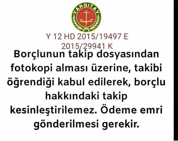 AslhanMuhammed1's tweet photo. Borçlunun takip dosyasından fotokopi aldığında takip öğrendi kabul edilerek kesinleştirilemez.Ödeme emri gönderilmesi GEREKİR!! https://t.co/BecfKh2DvA