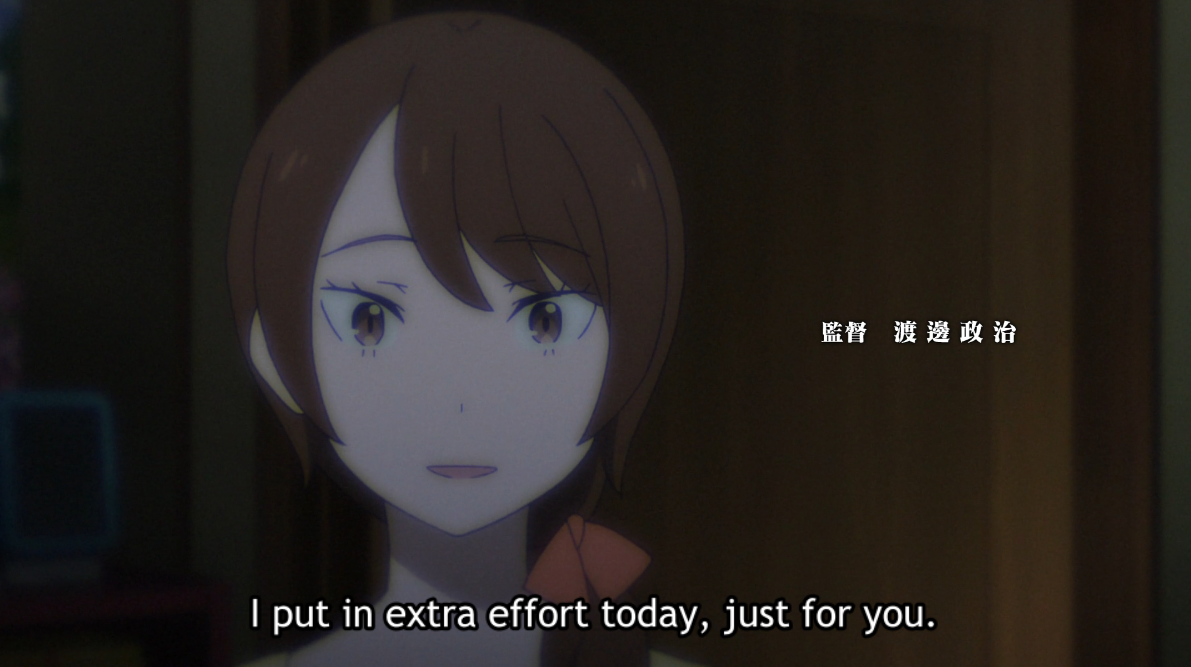 The first minute is just devoted to giving characterization to the Natsuki household— from Kenichi's boisterous personality as he embodies the word "chad", to Naoko's somewhat airheaded (her voice actress did an amazing job in that department) but kind nature.