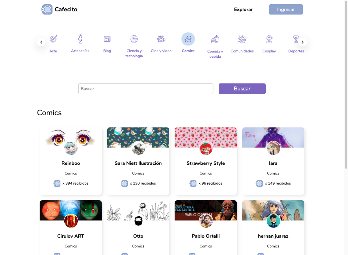 cafecito_app's tweet photo. ❗️Sumamos el explorador de creadores y categorías a la plataforma!
Una de las secciones más pedidas, ya pueden entrar desde el link que está al lado del perfil que dice "Explorar" o entrando a:
https://t.co/Uh2aYO5OeL https://t.co/2IodARuJbw