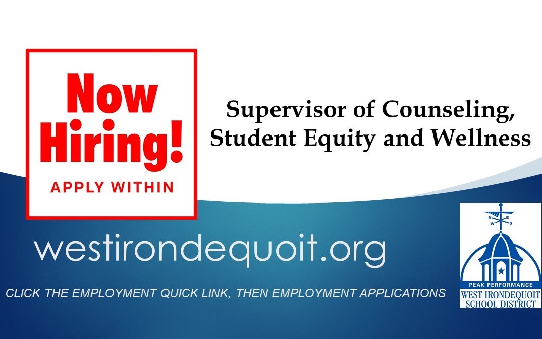We're looking for a Supervisor of Counseling, Student Equity and Wellness. This 10-month position requires school administrator certification, counseling, social work or school psychologist certification &amp; a background in supporting equity. 

Apply here➡️bit.ly/3dDoKIg