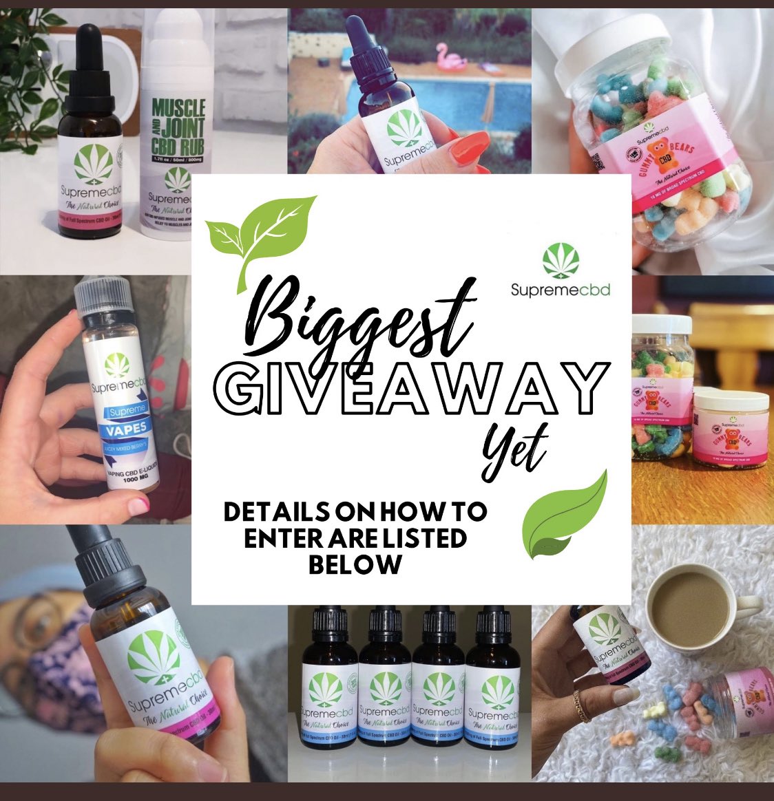 supreme_cbd's tweet image. BIGGEST GIVEAWAY 🌱💰 FOR YOUR CHANCE TO WIN....

1 x 500mg RRP £54.99
1 x 1000mg RRP £74.99
1 x 1500mg RRP £89.99⠀
1 x 3000mg RRP £109.99⠀
1 x 6000mg RRP £159.99⠀
1 x 12000mg RRP £299.99⠀
2 x gummy bears RRP £34.99

FOLLOW @supreme_cbd RT &amp;amp; LIKE THIS POST &amp;amp; TAG 3 FRIENDS