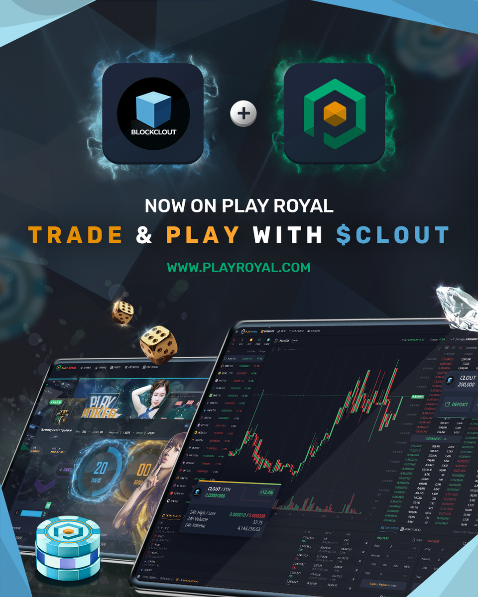 #CLOUT is now Live on  PlayRoyal.com
Listed on our Exchange paired with #ETH
&amp; Playable on all our house Games 🎲🎡🚀

@BlockClout 
blockclout.com

#cryptocurrencies #Crypto #BTC