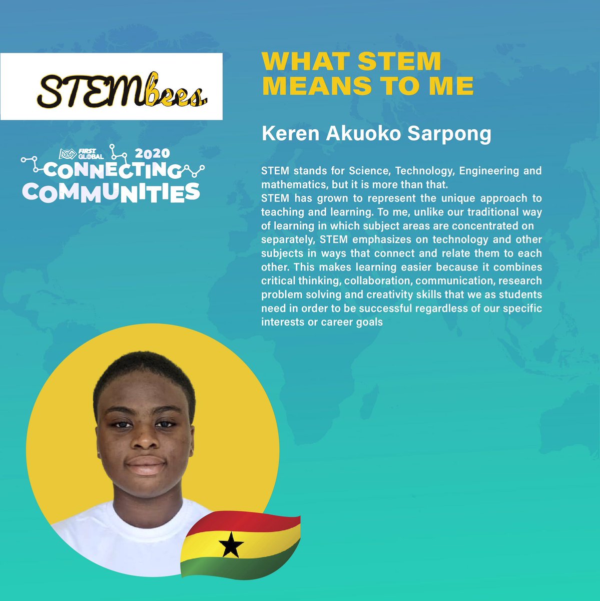 stembees's tweet photo. Dorothy Amon, Adwoa Konadu, Keren Akuoko Sarpong and Beatrice Awakey explain what STEM means to them.
@f1rstglobal
#TeamGhana
#STEMBees
#FirstGlobalRoboticsChallenge #TeamGhana #connectingcommunities2020 https://t.co/Rl3jsNEycc