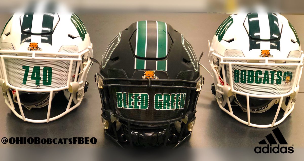 OHIOBobcatsFBEQ's tweet photo. Big shout out to @SchoolPrideNatl and @SchoolPrideLtd for our 🔥visors! We are ready to roll 😼#BLEEDGREEN https://t.co/IEnXFNP2BM