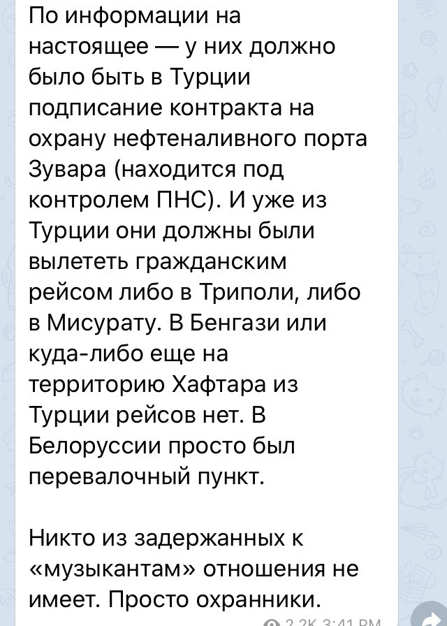 So the RSOTM Telegram page also claims that the contractors were headed to Turkey where they were going to fly to Libya (either Tripoli or Misrata) to guard an oil facility for the Turkish-backed GNA. 51/
