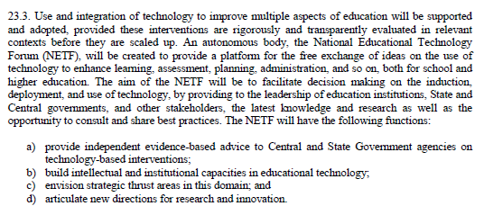 Chapter 23. Technology Use and Integration. National Educational Technology Forum to provide platform for the exchange of ideas on the use of technology and facilitate decision making on these issues.