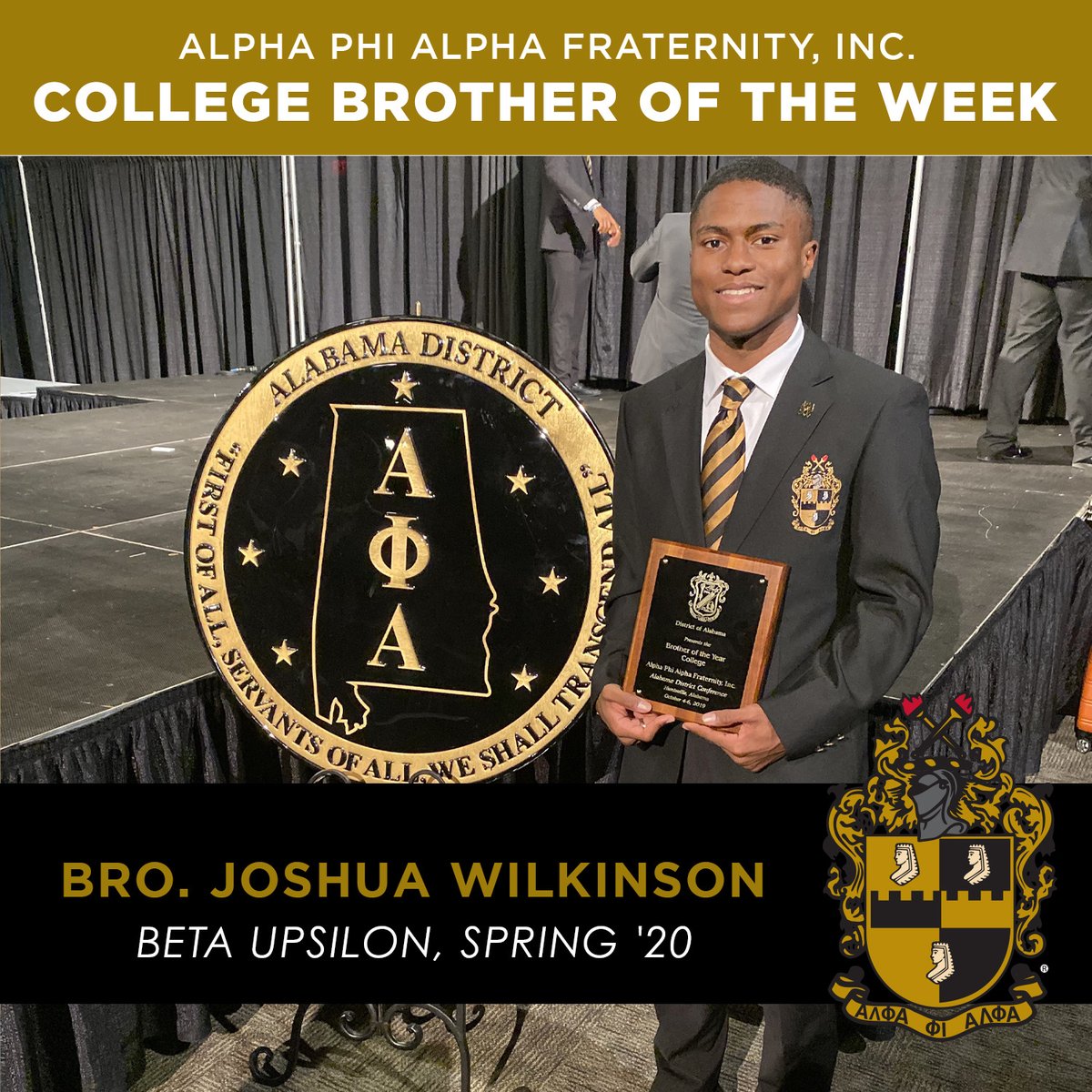 apa1906NETwork's tweet photo. Join us in recognizing Brother Joshua Wilkinson, a Spring ‘20 initiate of the Beta Upsilon Chapter, for his achievements on campus! Read his full bio on IG @APA1906Network.

#ThereGoesAnAlphaMan #AlphaPhiAlpha #APA1906Network #ForThe7Jewels #ScholasticAchievement https://t.co/kxdpjVOOV9