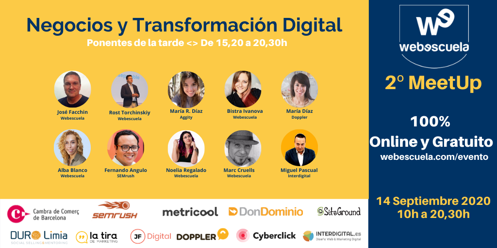 facchinjose's tweet photo. ¡MeetUp 100% #Online y Gratuito de #Webescuela!
"Negocios y Transformación Digital en tiempos del eCommerce"
📅14/09 del 2020 ⏰10 a 20:30 Hs.
https://t.co/BmAFdtmDaD
Descubre las #EstrategiasDigitales que debe implementar un negocio para alcanzar sus objetivos comerciales. https://t.co/tokiEwVQOE