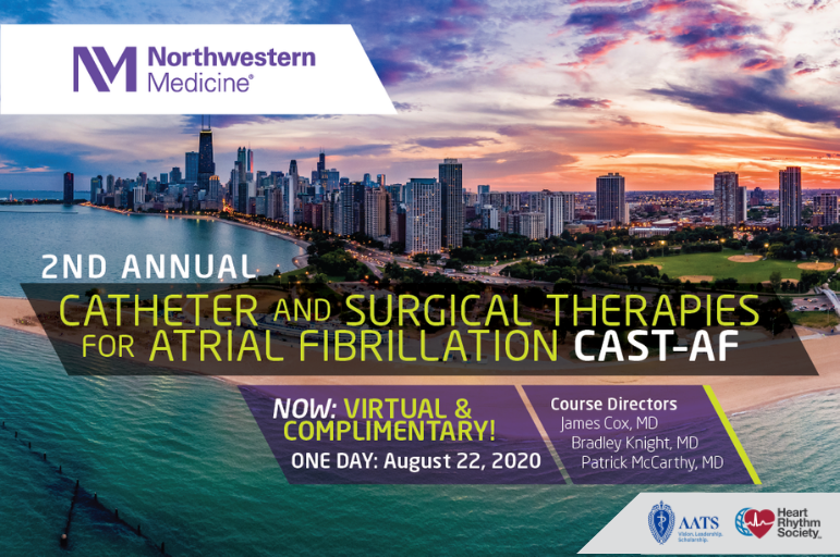 HRSonline's tweet photo. #EVENTSPOTLIGHT: The 2nd Annual Catheter &amp; Surgical Therapies for AF is now entirely online and complimentary. Saturday, August 22. Learn more and register today: https://t.co/8hxCPnajFr @NMCardioVasc @AATSHQ @DrBradleyKnight #CASTAF20 #EPeeps #CVsurgeons #MedEd https://t.co/YAeidQUdT8