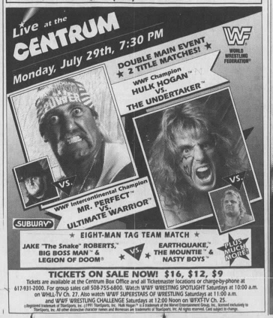 Richard Land on Twitter: "On this day in 1991, the Undertaker has his first WWF title opportunity vs champion Hulk This taped for Coliseum Video, closed out marathon