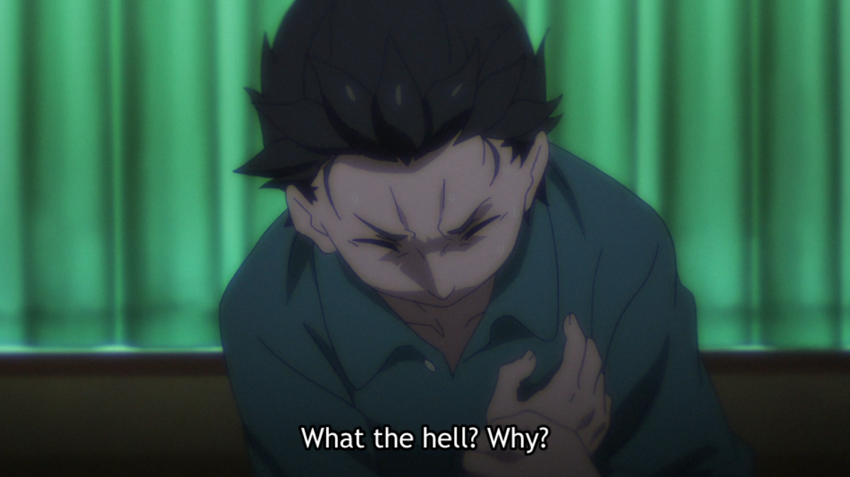 It's not often that anxiety is depicted in anime, and much less so in a good, tactful way. Subaru has certain trigger phrases (related to school), and the directing emphasizes a pain in his head and heart, taking deep breaths as he watches the clock tick away to calm himself.