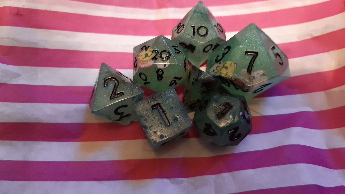 Yay dice! My <a href="/DiceYay/">Yay Dice! 🎲💍❤️🎉</a> dice have arrived! Perfect 20s for everyone!