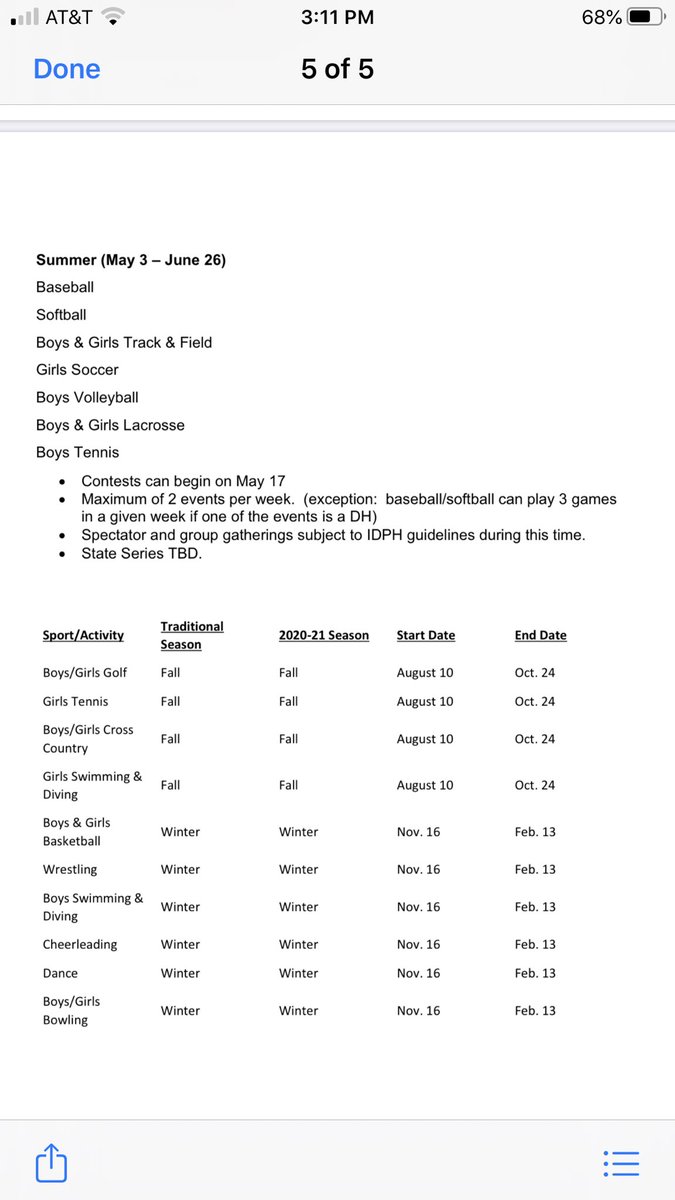 DerekParris's tweet photo. Heres the release from the IHSA about all sports in the upcoming season 
@Channel1450com https://t.co/tVbQEPorUt