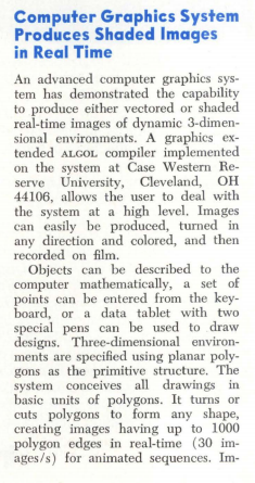 oh neat, an early 3D graphics system! this one was developed at Case. and here i thought nothing good ever came out of Cleveland. 