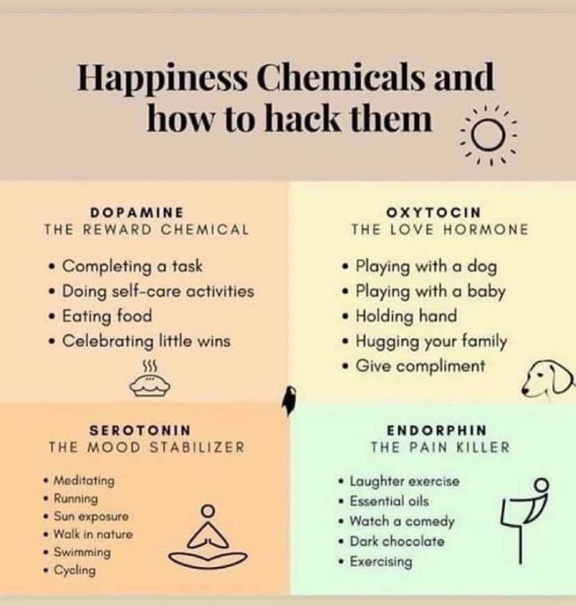BrainTrainIzzy's tweet photo. There are four primary chemicals that can drive the positive emotions you feel throughout the day: dopamine, oxytocin, serotonin, and endorphins - how will you get your D.O.S.E. today? #braintrainwin #mentalhealth https://t.co/kobUzYHR3X