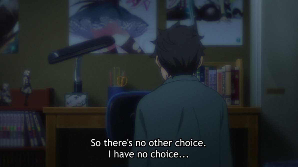 But the point here isn't him having an anxiety attack, but rather him relapsing to old, bad habits: his tendency to escape reality and responsibilities. It can't be helped, it's not his fault; that's his line of thought, criticized by Ferris (and thus the writer) in Arc 3 also.