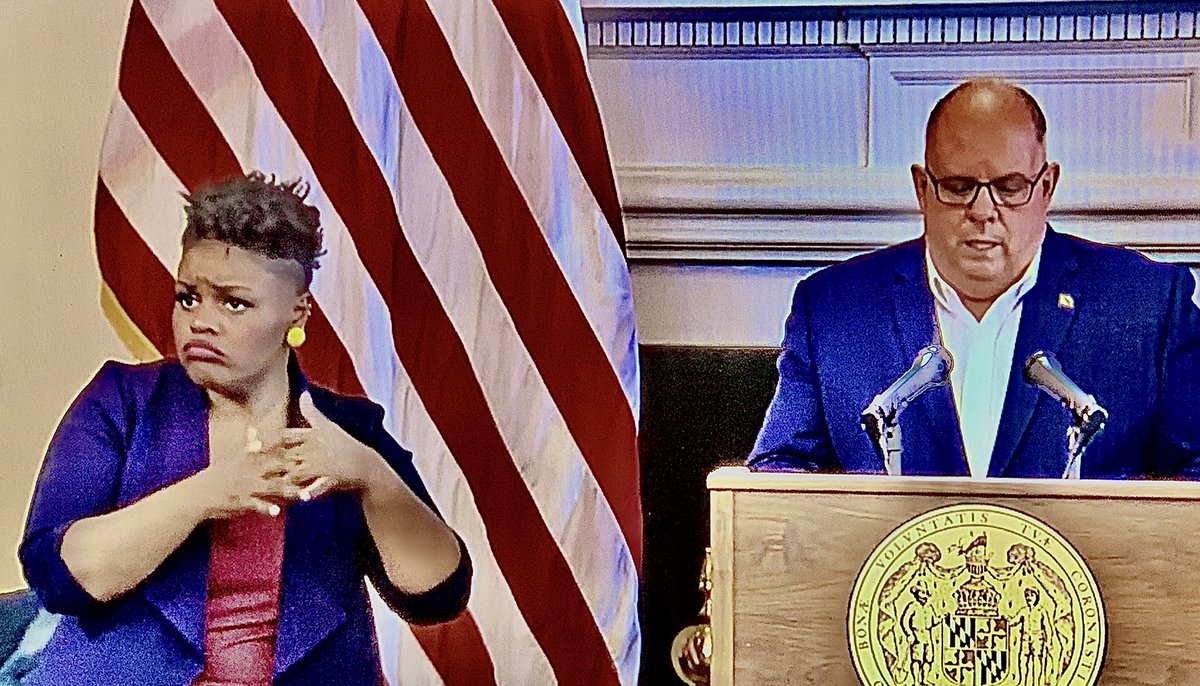 williamsvanessa's tweet image. 👏🏽👏🏽👏🏽👏🏽👏🏽 for @GovLarryHogan ‘s frontline #ASLinterpreters #marylandstrong #COVID__19 #coronavirusupdate