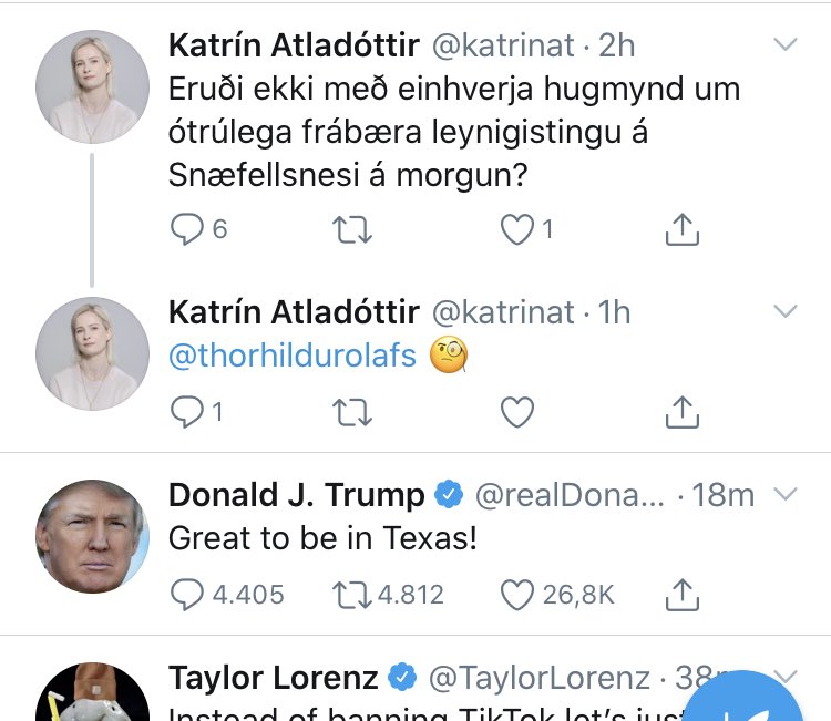 ⁦<a href="/katrinat/">Katrín Atladóttir</a>⁩ - fyndin tilviljun, heldurðu að Tromman sé að reyna að plata þig yfir hafið í stað þess að vera á Snæfellsnesinu?