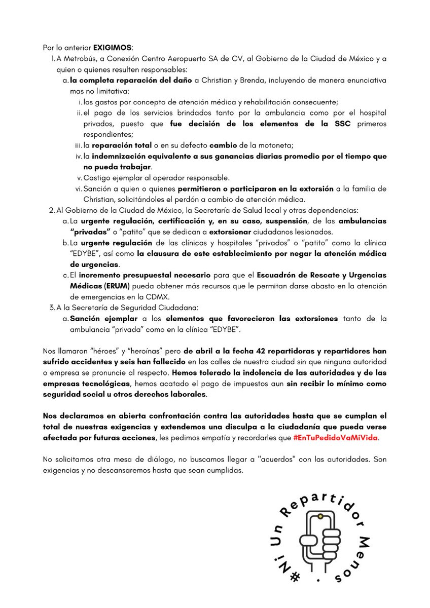 repartidorr's tweet photo. Confirmamos la extorsión de #metrobus a la familia de #Cristian

Que se queme lo que se tenga que quemar que se largue quien se tenga que ir.

Con Informacion de #Brenda esposa de #Cristian.
Se tuvo que otorgar perdón de nuestra parte para el chófer para que https://t.co/LeOlbsfPJ3