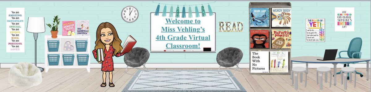 Had some fun today creating a Bitmoji virtual classroom! In the one sent to my students, there are hyperlinks to share videos of me reading each story in the picture!