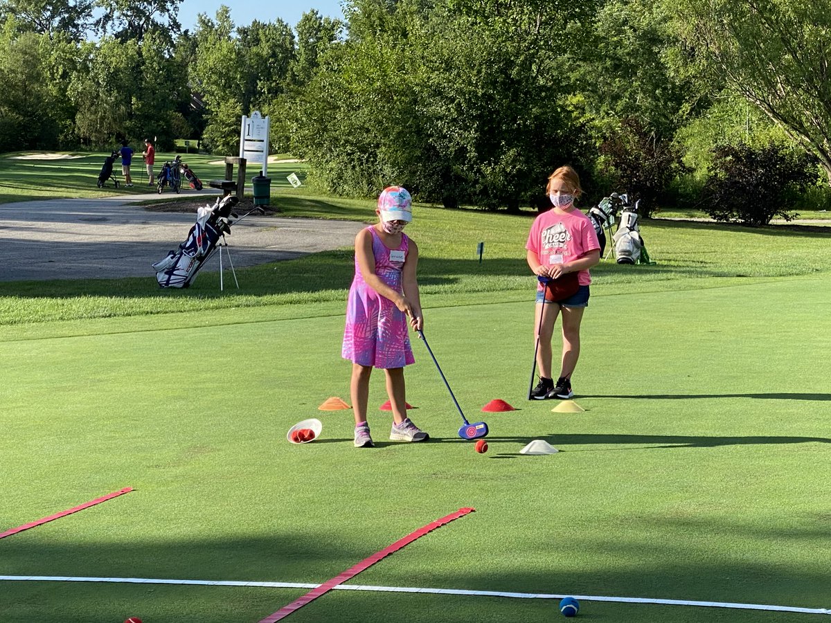 FirstTeeCLE's tweet photo. Great evening on the putting green Tuesday with our Mighty Mites class as we wrap up our Playing It Safe Summer Session this week! There were some competitive games of Tic-Tac-Toe! @TheFirstTee #firstteecle https://t.co/V7GjFH3ShT