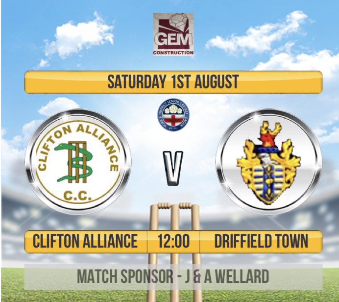 cacccricket's tweet photo. 1st Team at home Saturday v @DriffieldTownCC 
 Yorkshire League North.
Note -12 noon start. 40 Overs. 
Bar open at 12.     
2 wins out of 2 so far this season ... https://t.co/QTtt7Bp14O