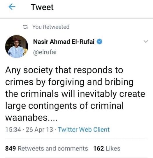 renoomokri's tweet photo. And today, this Uber hypocrite, @Elrufai, has admitted paying herdsmen who kill Kaduna people, while his mentor, General @MBuhari is rehabilitating ‘repentant’ Boko Haram. Now, they are positioning El-Rufai for 2023. So that we can be killed like S Kaduna?

#RenosPromiseToElrufai https://t.co/9Oh974SRfC