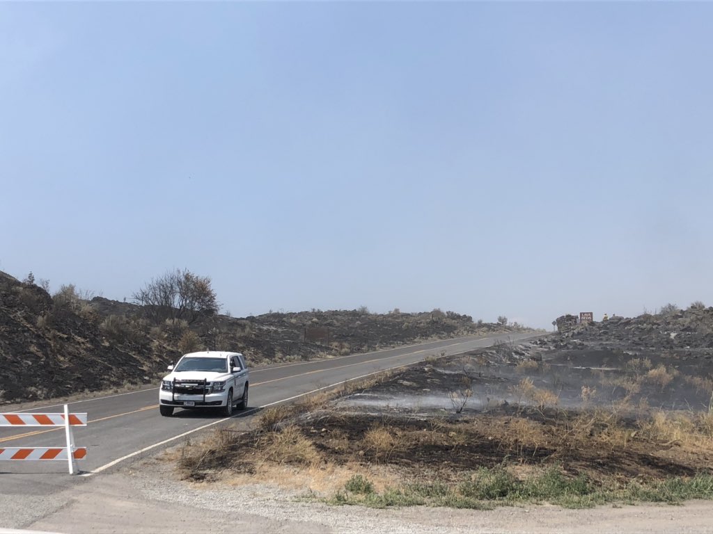 's tweet image. NEWS10 FIRST ALERT FIRE: the Caldwell Fire is now 75,567 acres with 40% containment. There is a red flag warning in affect for this area, and crews say they’re preparing for the possibility of new starts. These crews are mopping up the fire in front of the Lava Beds.