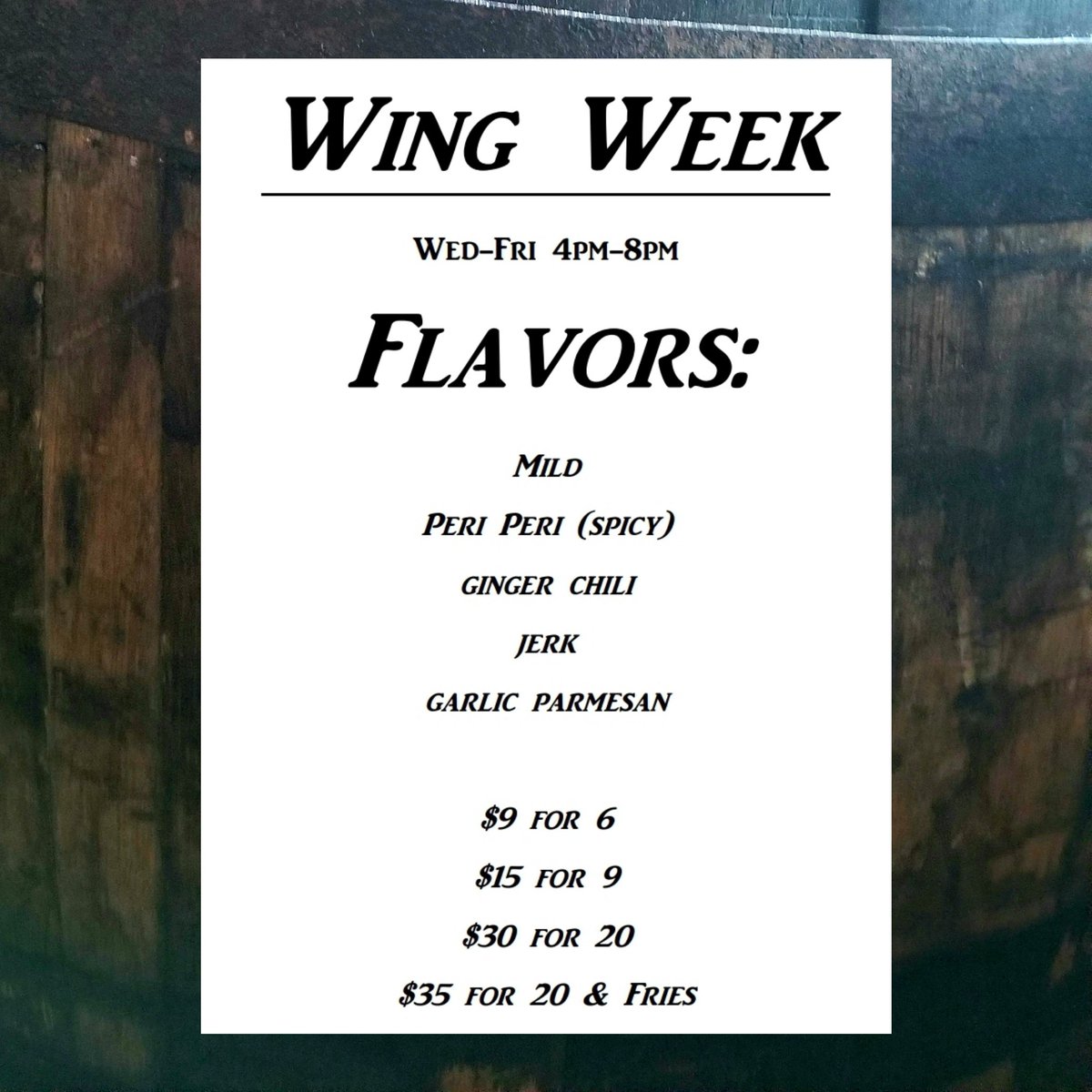 BarrelDC's tweet image. Today is #NationalChickenWingDay, but we're celebrating all week! 🍗🍗🍗
Enjoy Wing Week specials including new flavors like Jerk &amp;amp; Garlic Parmesan Wings! Available now through Friday.
p.s. peep that new #BarrelSign