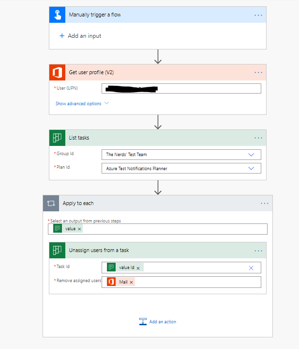 amac_ncheese's tweet photo. #hereweflow
Baby #PowerAutomate-ing today.
Colleague has an employee leaving the department, and needed a simple solution to unassign them from all tasks.
Done in the click of a button Flow :) https://t.co/2tEk5dBHLX