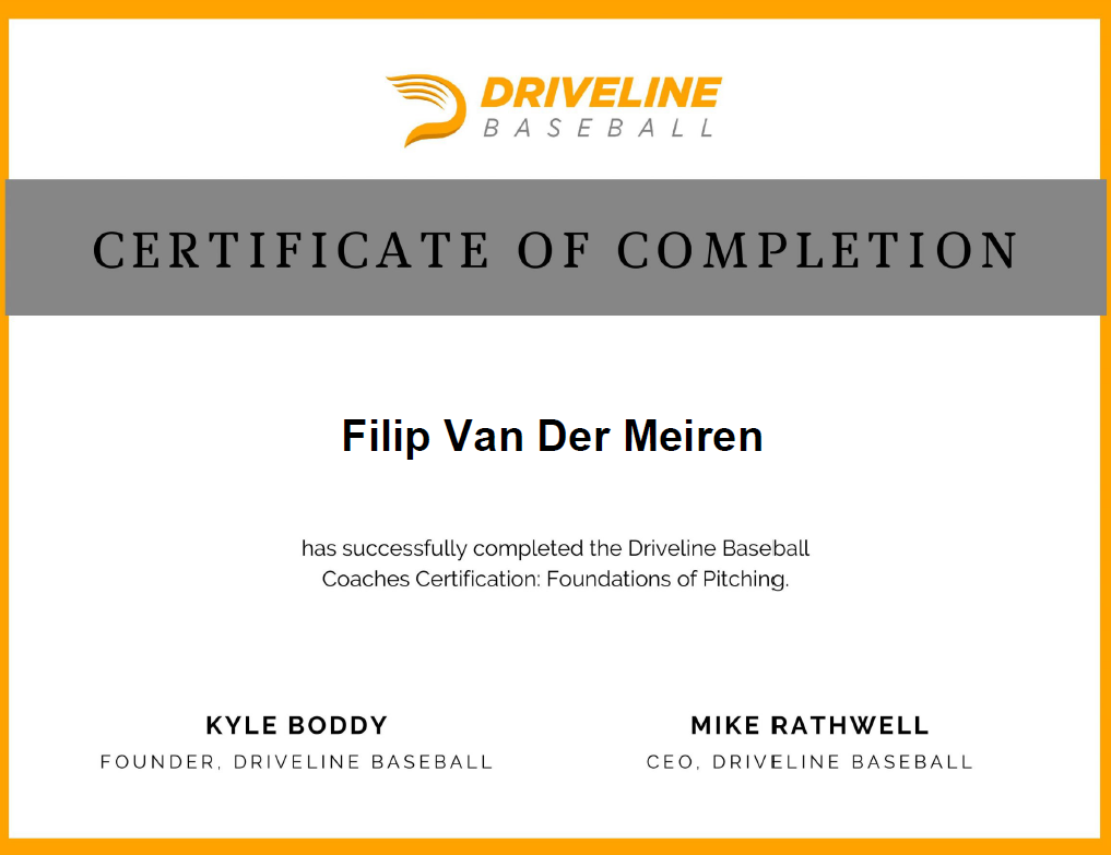FilVanDerMeiren's tweet photo. Big thanks to @DrivelineBB for organizing this terrific course Foundations of Pitching. Special thanks to @StephenHart17 &amp; @SSimmons_  for hosting the online practical last weekend. Only good thing about the pandemic is that it was a little cheaper to complete this out of Belgium https://t.co/Sg1z03F98v
