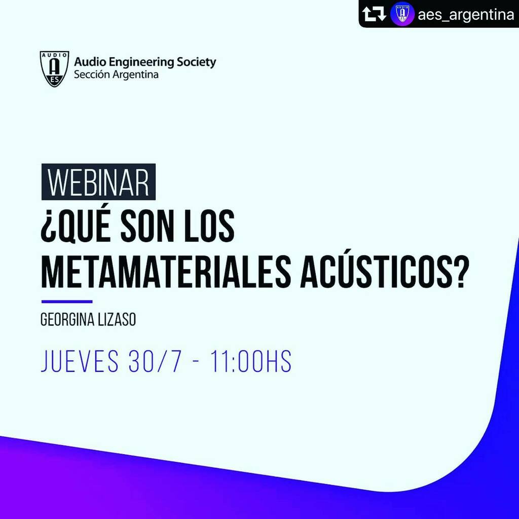 GlazGlasEstudio's tweet photo. #repost @aes_argentina
・・・
Este jueves continuamos con el ciclo de webinars, en la edición #18 contaremos con la presencia de Georgina Lizaso, que estará presentando: ¿Qué son los metamateriales acústicos?

Donde contara; qué son y para qué sirven lo… https://t.co/9IXwFkippl https://t.co/iZEvkbuxe6