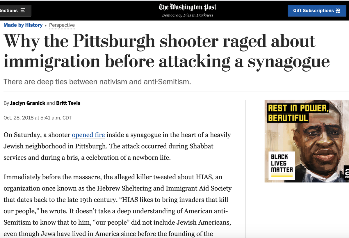 And white-supremacist conspiracy theory believers shot up synagogues in Pittsburgh and the San Diego area in recent years, under the rationale that they needed to stop Jews from destroying the country.