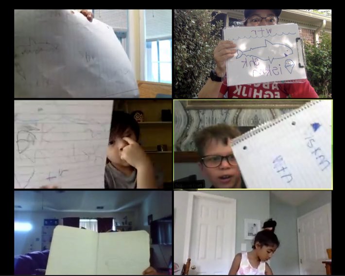 mrsbrolareads's tweet image. I ❤️ Wednesdays at Summer Camp because we do a directed draw and write about it. My 1st group decided the 🦈 should eat ice cream 🍦 but my 2nd group decided it should eat the spider 🕷 that has been sitting behind me all week! 😂 #VBAlwaysLearning @RosemontForest