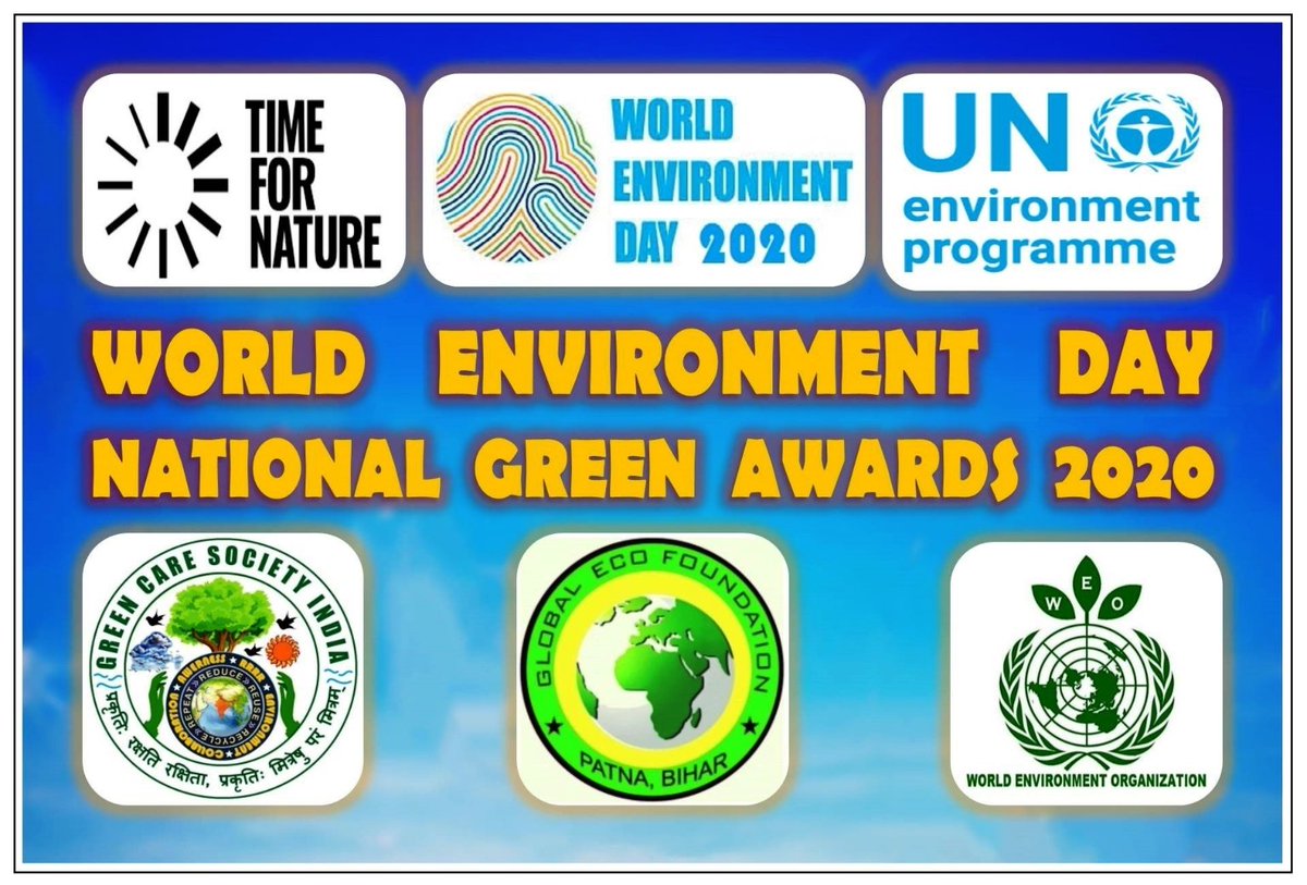 abiswanathindia's tweet photo. Applications are invited for #NationalGreenAwards2020 from Indian Individuals and Organisations.
*DoS: 05/06/2020
*DoC: 31/07/2020
*Free Registration
#GlobalEcoFoundation, #WorldEnvironmentOrganisation
#GreenCareSocietyIndia

*Details &amp; Registration Link
https://t.co/DsiYPJWIit https://t.co/ZHufeBs4pK