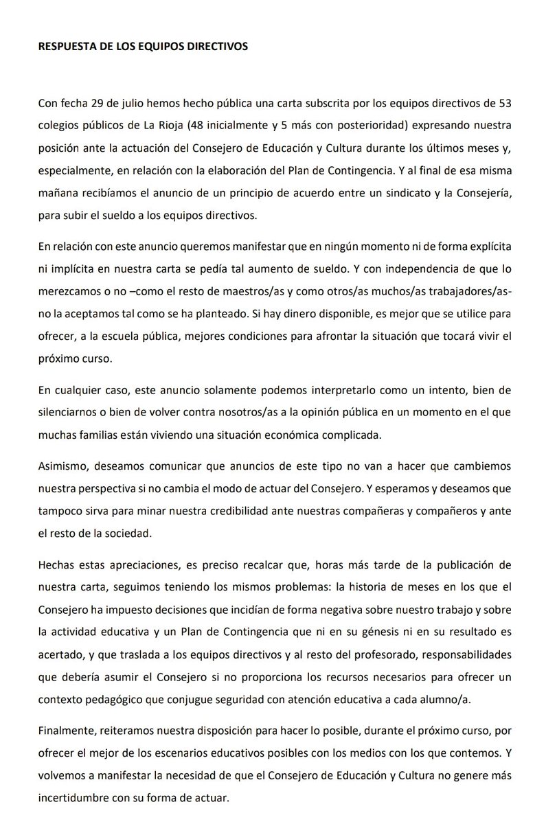 Como parece ser que algunos no nos han entiendo aquí volvemos con algunas aclaraciones.
NO queremos subidas de sueldos, queremos medios y seguridad para nuestros alumnos.
No se nos compra.