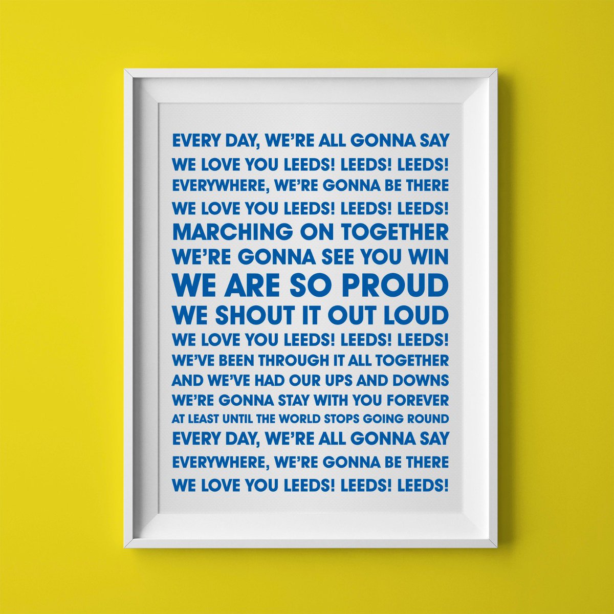Natamos4's tweet photo. New #leedsunited prints 💙💛⚽️ email natamosdesigns@gmail.com or DM me for further information &amp; prices, available in different sizes. Please note Prints only - No Frames included #lufc #MOT #champions https://t.co/o75iQRKsN4