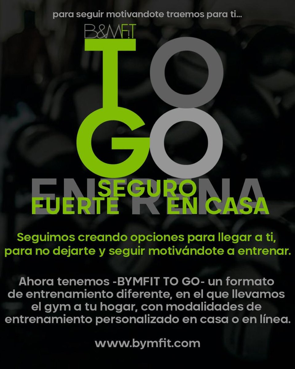 BYMFIT's tweet photo. Entrena seguro, entrena fuerte, entrena en casa !!  BYMFIT TO GO ✨ https://t.co/jWWmA4Moy4
