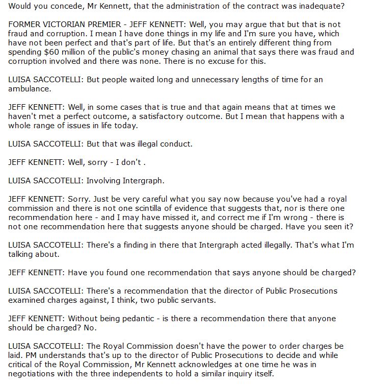 Aaron_Dodd2's tweet photo. 2 days ago @Jeff_Kennett accused @DanielAndrewsMP of being "disrespectful" and being "Sadly divorced from the community you lead". Here is a snippet of the wash-up from the #Intergraph RC in 2001. Let me know if you think Jeff was divorced from the community he led. #auspol https://t.co/blQdyEGoZ4