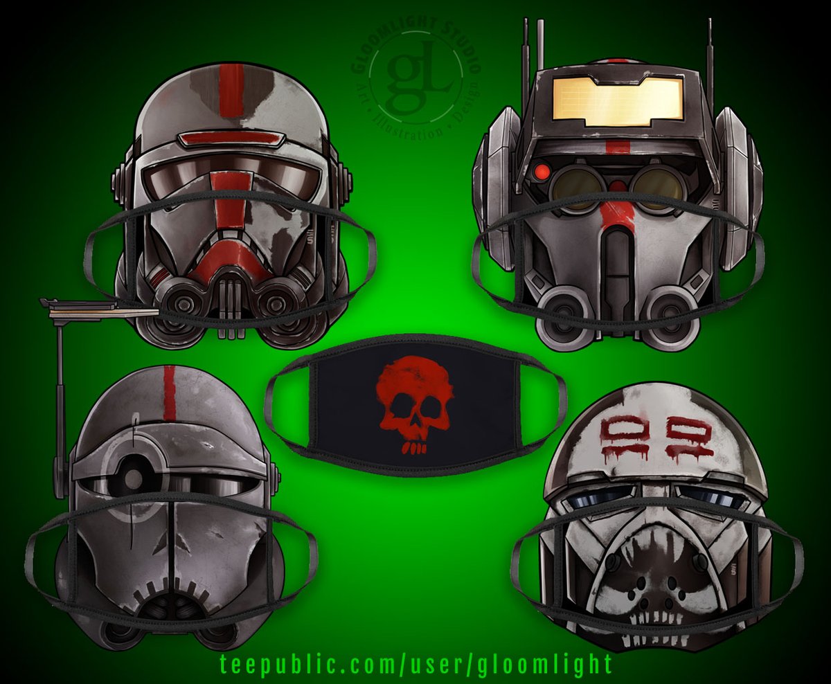 Clone Force 99, a Bad Batch with desirable mutations, now as masks (and other stuff)! 💀💀💀💀

Teepublic.com/user/gloomlight 

#starwars #clonetrooper #badbatch #cloneforce99 #theclonewars #masks