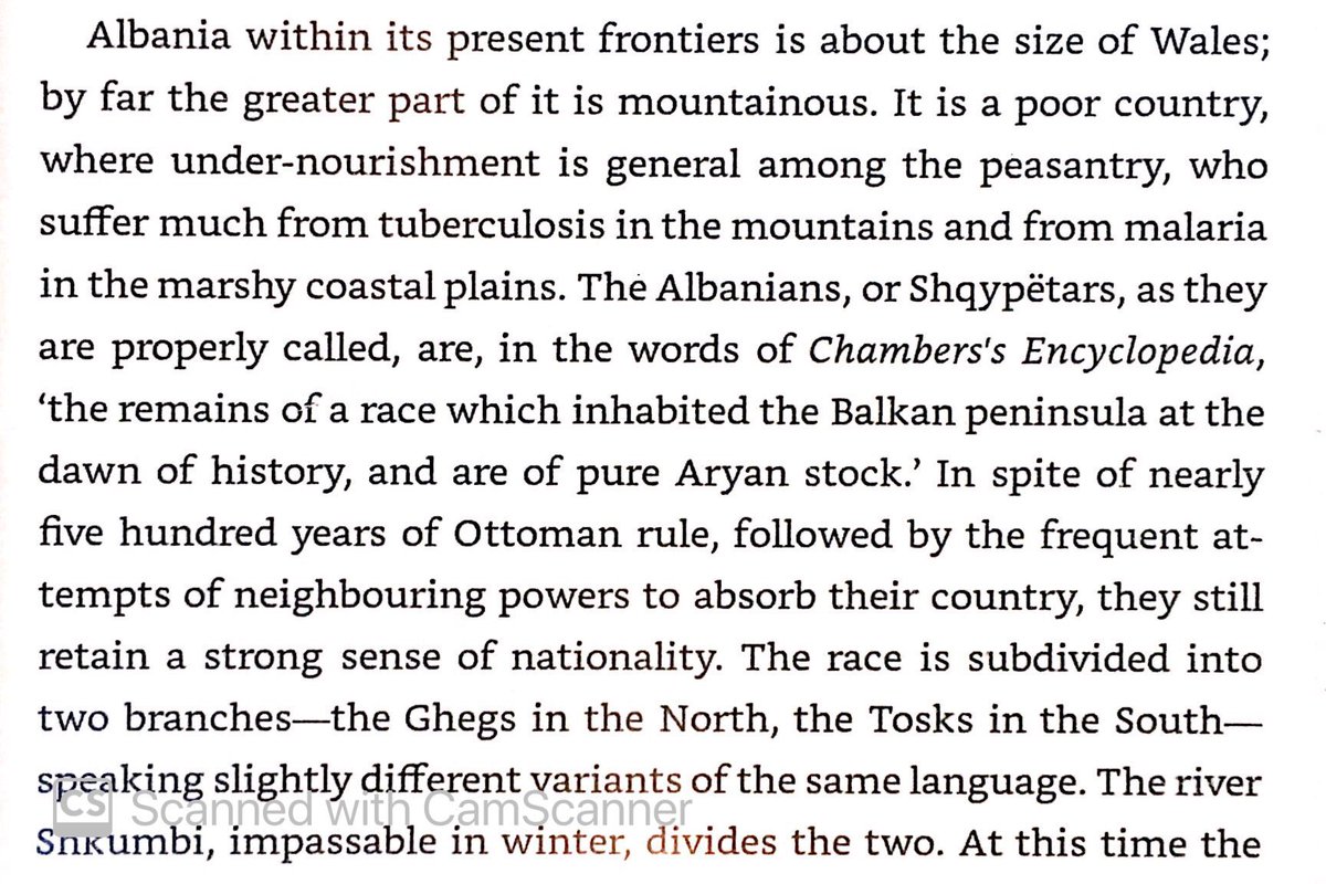 Albania is mountainous, & divided into two by Shkumbi River, which divides the northern Ghegs from the southern Tosks. North is mostly Catholic, center & plains mostly Moslem, south mostly Orthodox with Moslem landholders.