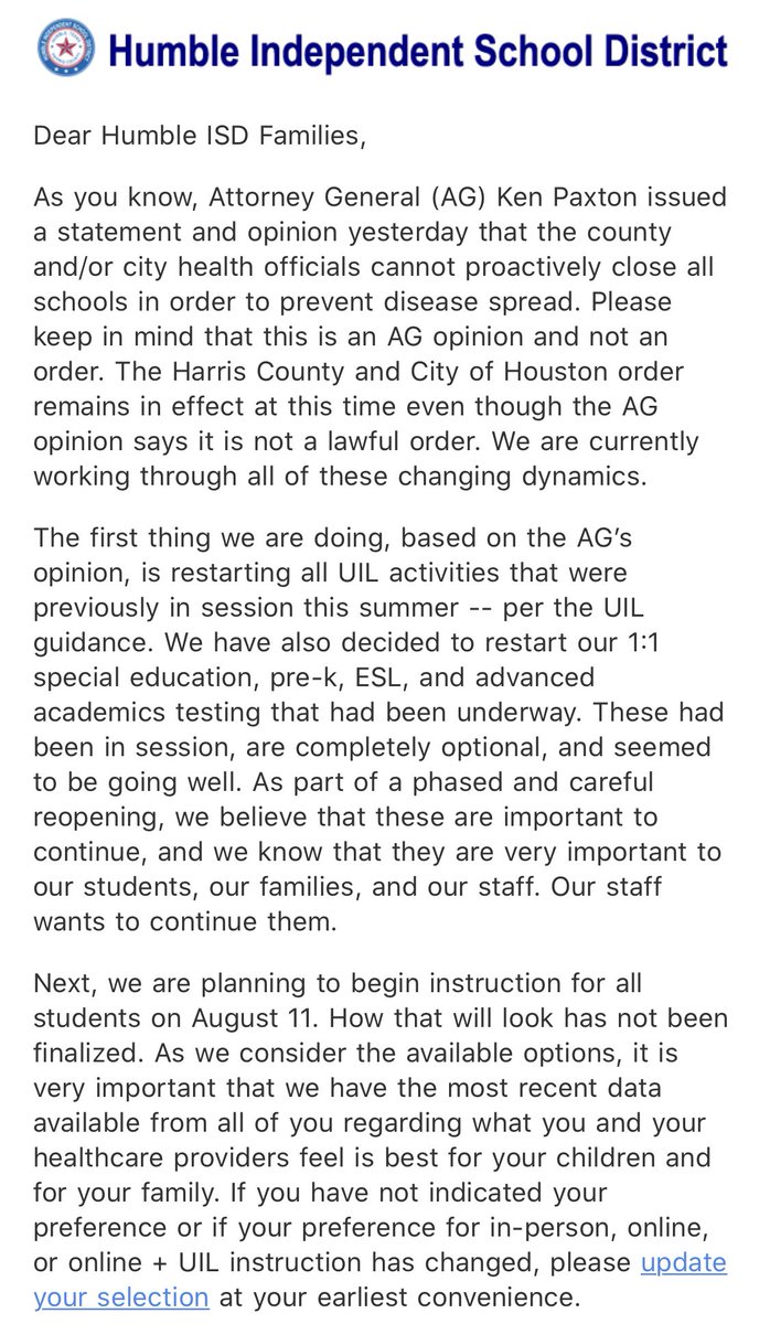 HISDParents's tweet photo. Update from @ElizabethFagen: https://t.co/oNTipo6i0h