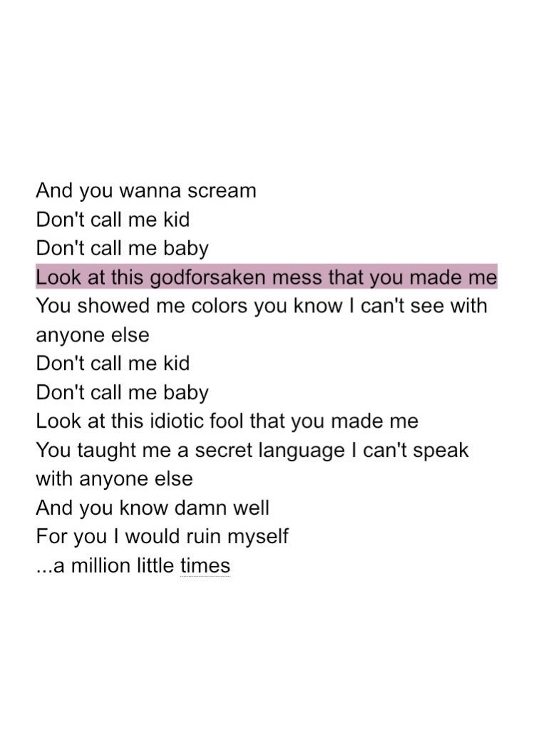 illicit affairs ____________“look at this godforsaken fool that you made me”